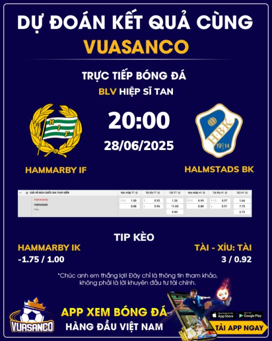 Soi kèo Hammarby IF vs Halmstads BK – 22h00 – 28/06 – VĐQG Phần Lan